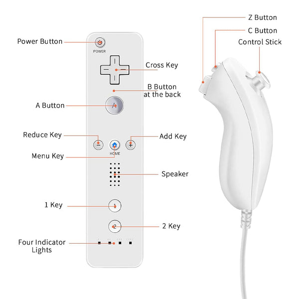 Wireless Remote Controller And Nunchuck For Nintendo Wii/Wii U Video Game Gamepads Motion Plus Controllers & Attachments
