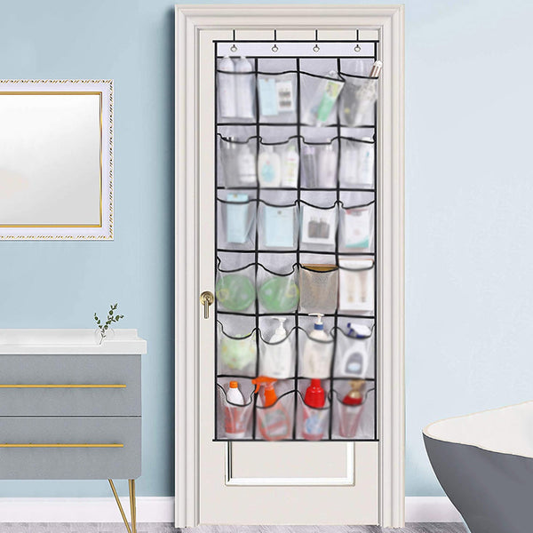 24 Grid Wall Mounted Sundries Organizer With Mesh Pocket Wall Shelves