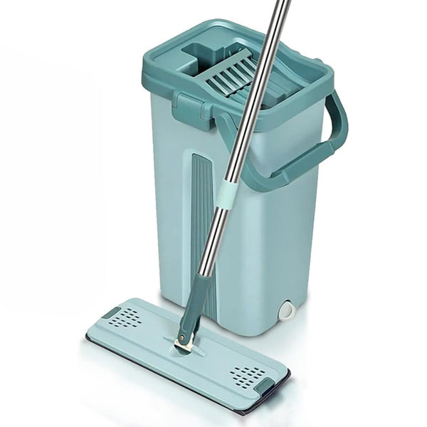 Wet Or Dry Usage Hands Free Mopping System With Bucket And Microfiber Pads Mops Brooms & Scrubbers