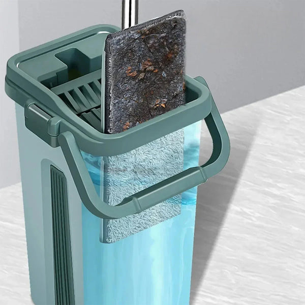 Wet Or Dry Usage Hands Free Mopping System With Bucket And Microfiber Pads Mops Brooms & Scrubbers