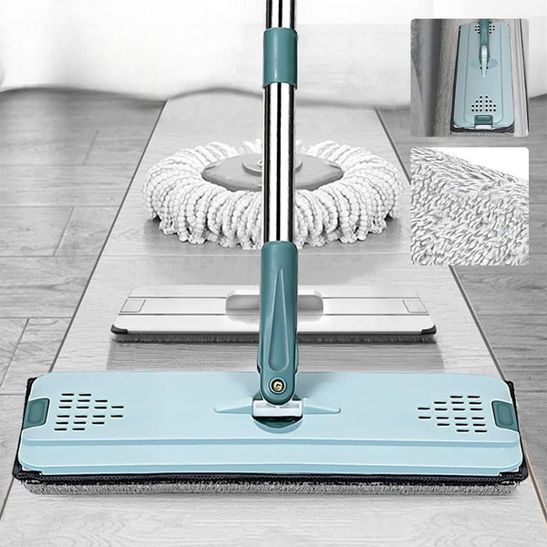 Wet Or Dry Usage Hands Free Mopping System With Bucket And Microfiber Pads Mops Brooms & Scrubbers