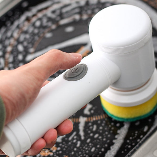 Electric Spin Scrubber With 5 Replaceable Brush Head Power Mops Brooms & Scrubbers