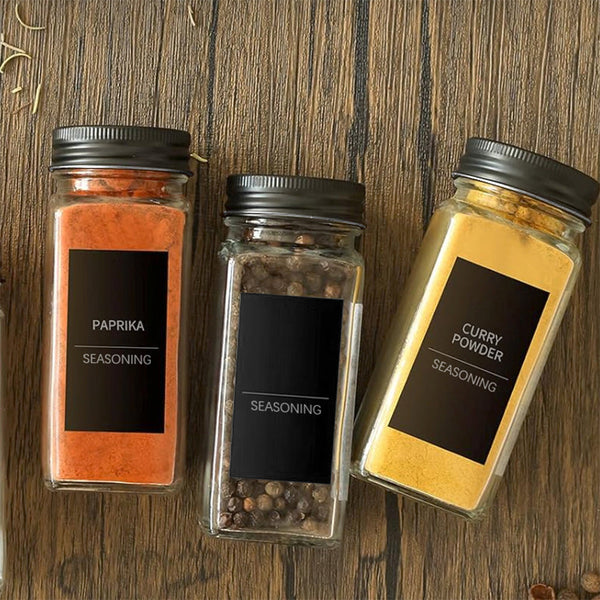 Storfex 12 Pack 120Ml Glass Spice Jars With Labels Spice Jars & Racks