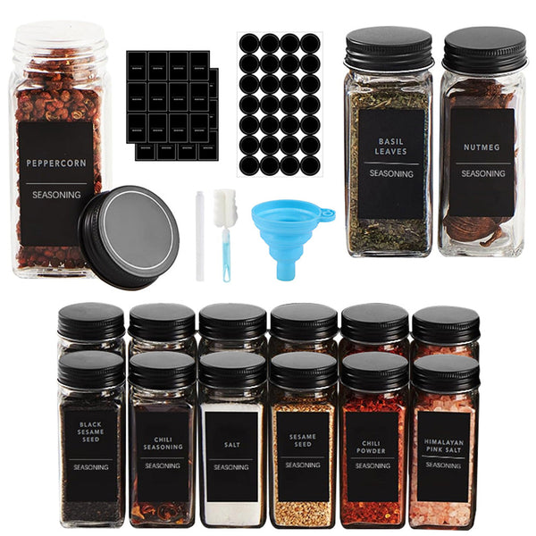 Storfex 24 Pack 120Ml Glass Spice Jars With Labels Spice Jars & Racks