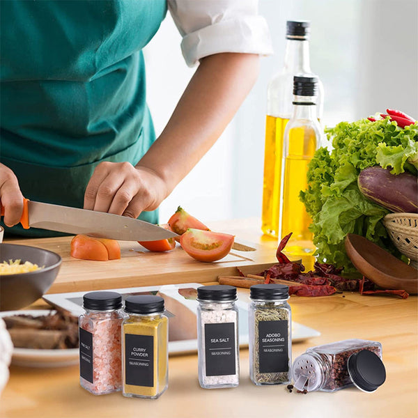 Storfex 24 Pack 120Ml Glass Spice Jars With Labels Spice Jars & Racks