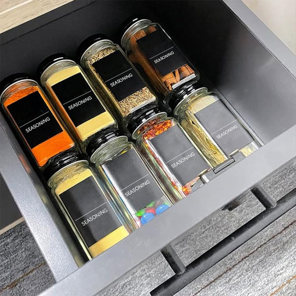 Storfex 24 Pack 120Ml Glass Spice Jars With Labels Spice Jars & Racks