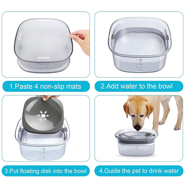 Petswol 2L No Spill Dog Bowl | Large Capacity Slow Water Feeder For Clean And Healthy Drinking Dog Bowls