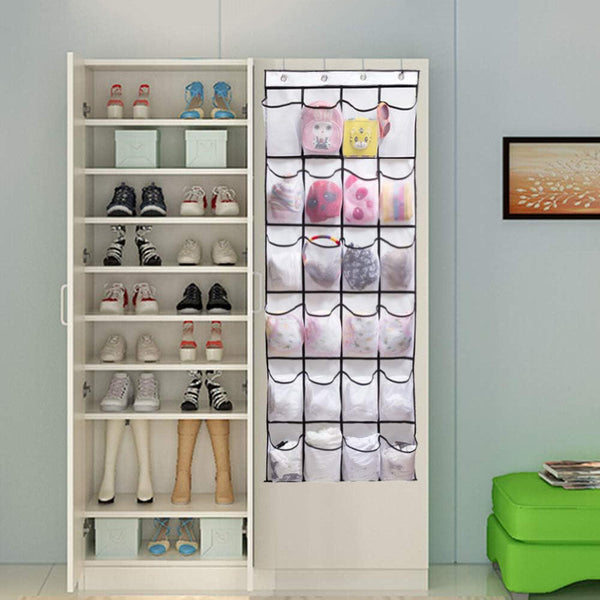 24 Grid Wall Mounted Sundries Organizer With Mesh Pocket Wall Shelves