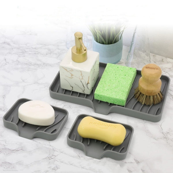 Free Punch Silicone Drain Soap Box Anti Slip Sink Tray Racks & Holders