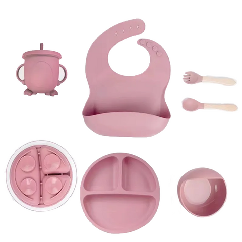 6 Piece Silicone Children's Meal Training Set Cutlery Baby Utensils