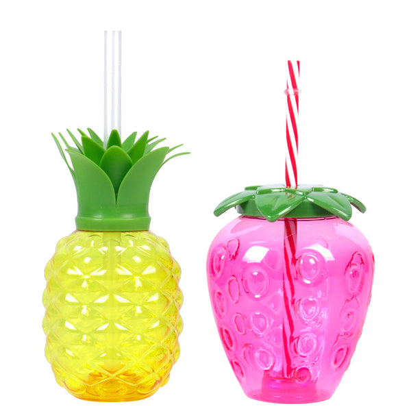 10Pcs Plastic Strawberry Pineapple Drinking Cup With Party Tableware & Serveware