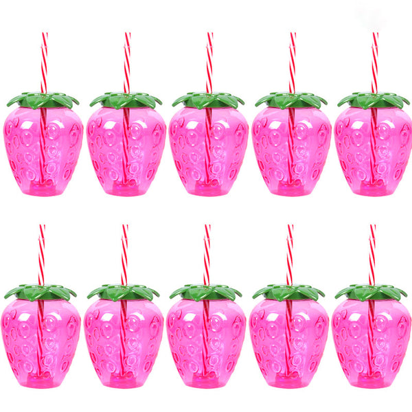 10Pcs Plastic Strawberry Pineapple Drinking Cup With Party Tableware & Serveware