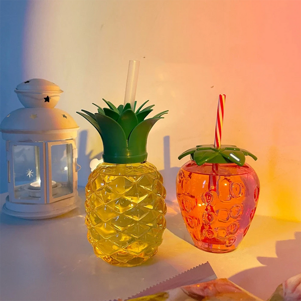 10Pcs Plastic Strawberry Pineapple Drinking Cup With Party Tableware & Serveware