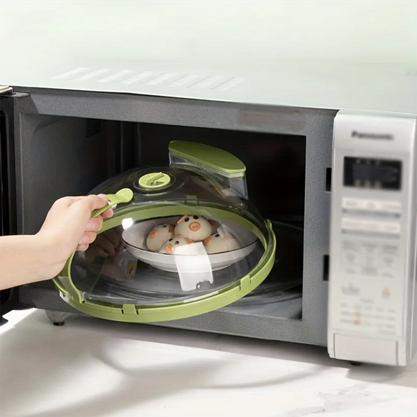 10 Inch Clear Microwave Splatter Cover With Water Steamer And Handle Microwave Cooking Gadgets