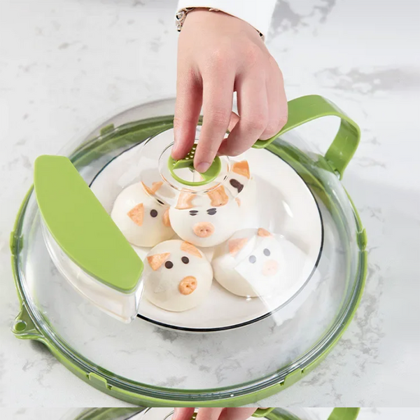 10 Inch Clear Microwave Splatter Cover With Water Steamer And Handle Microwave Cooking Gadgets