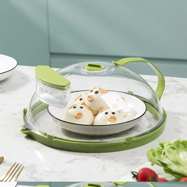 10 Inch Clear Microwave Splatter Cover With Water Steamer And Handle Microwave Cooking Gadgets