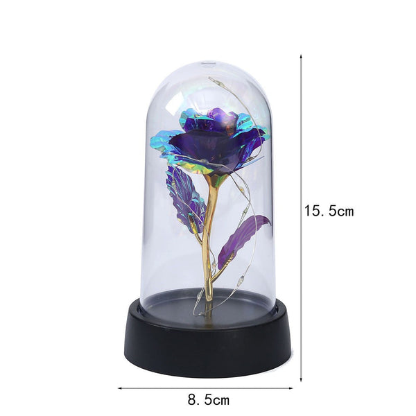 Led Enchanted Galaxy Rose With Fairy Lights In Dome Floral Décor