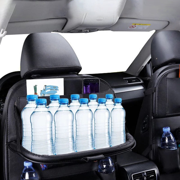 Pu Leather Foldable Car Seat Organizer With Table Tray And Pockets Car Organisers