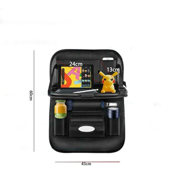 Pu Leather Foldable Car Seat Organizer With Table Tray And Pockets Car Organisers