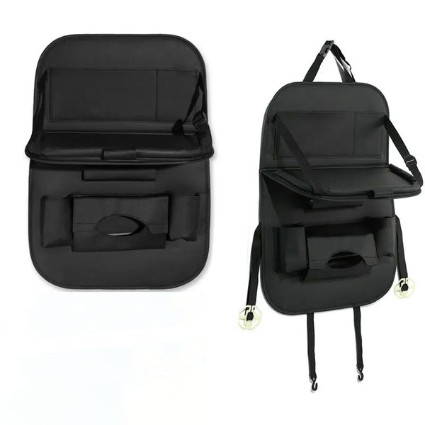 Pu Leather Foldable Car Seat Organizer With Table Tray And Pockets Car Organisers