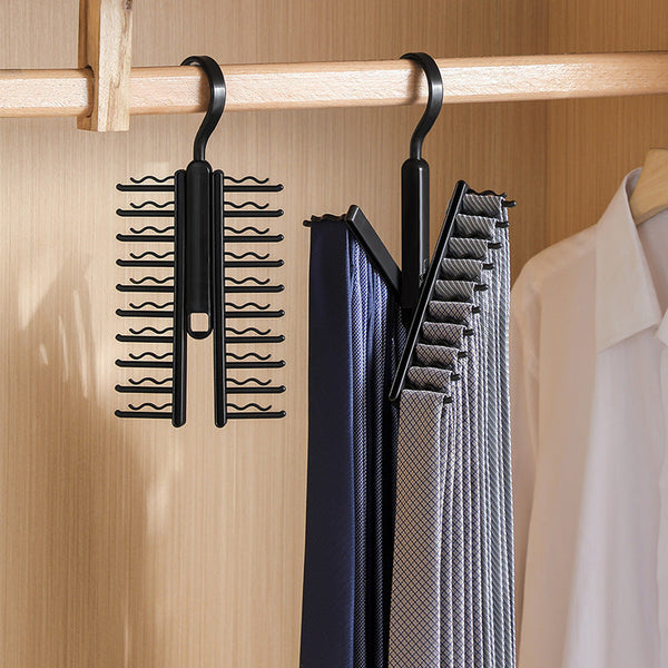 360 Rotating Household Adjustable Tie Storage Rack Black Clothes Hangers