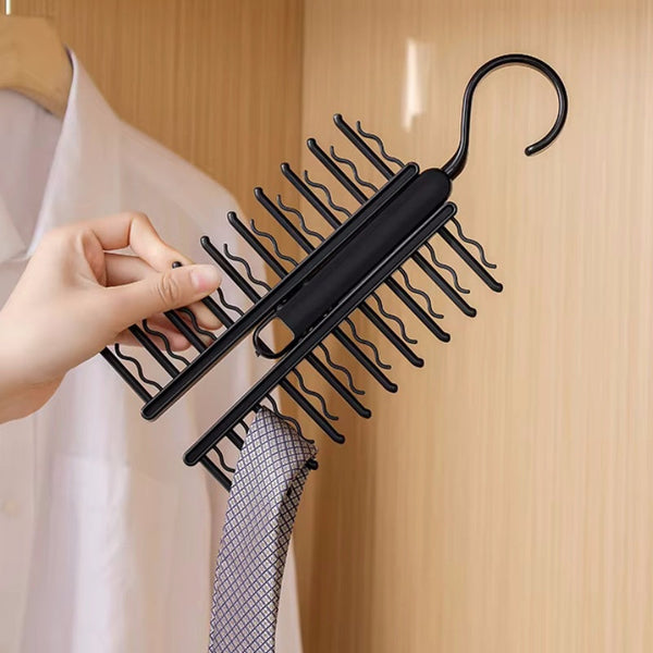 360 Rotating Household Adjustable Tie Storage Rack Black Clothes Hangers