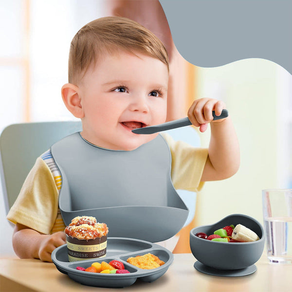 6 Piece Silicone Children's Meal Training Set Cutlery Baby Utensils