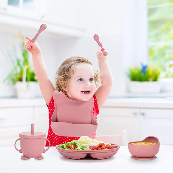 6 Piece Silicone Children's Meal Training Set Cutlery Baby Utensils