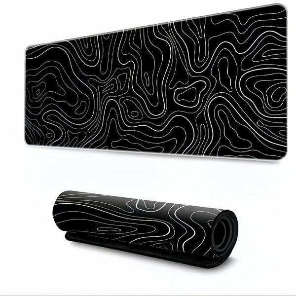 Anti Slip Topographic Black And White Mouse Pad For Keyboard 30X80cm Mouse Pads & Wrist Rests