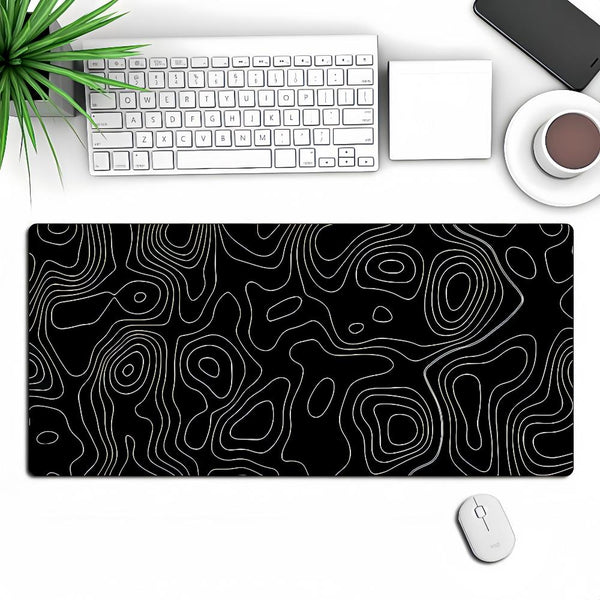 Anti Slip Topographic Black And White Mouse Pad For Keyboard 30X80cm Mouse Pads & Wrist Rests