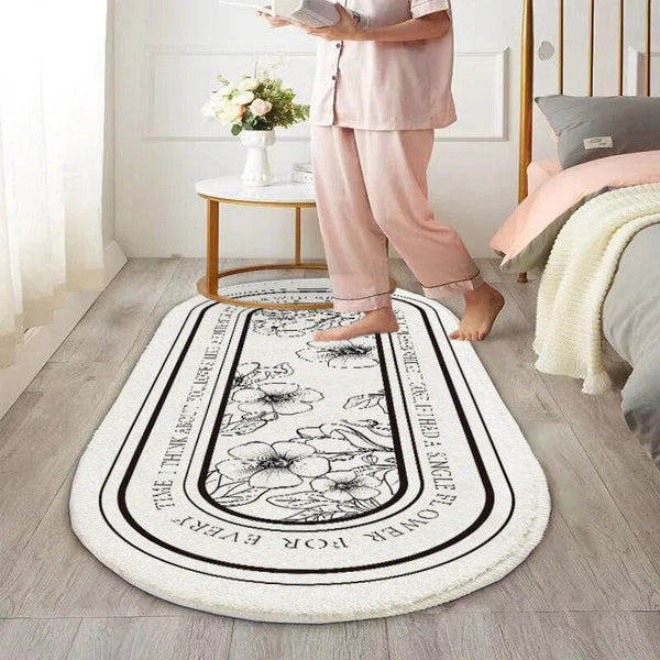 Imitation Cashmere Oval Bed Front Mat Light Luxury Ins Style Carpet Door Mats & Floor Mats