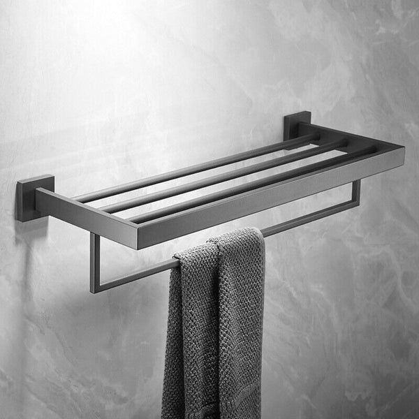 2 Layers Stainless Steel Towel Shelf Storage Rack Rail Towel Racks