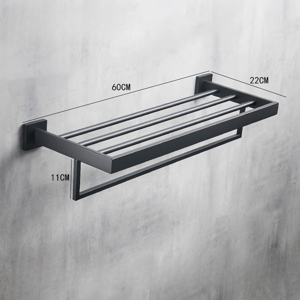2 Layers Stainless Steel Towel Shelf Storage Rack Rail Towel Racks