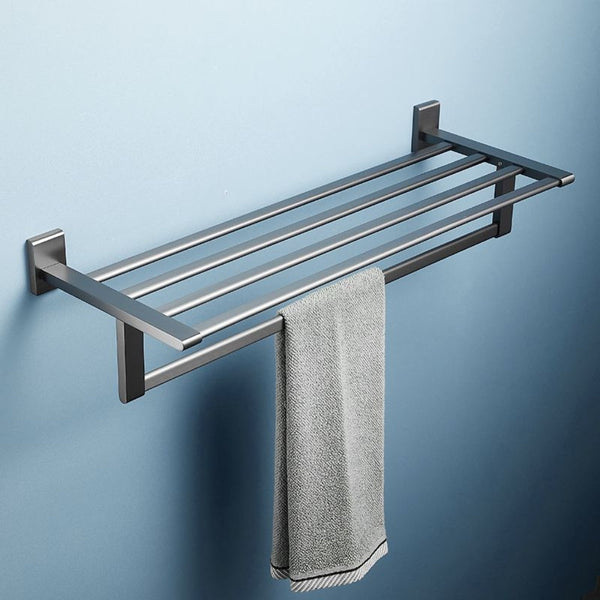 2 Layers Stainless Steel Towel Shelf Storage Rack Rail Towel Racks