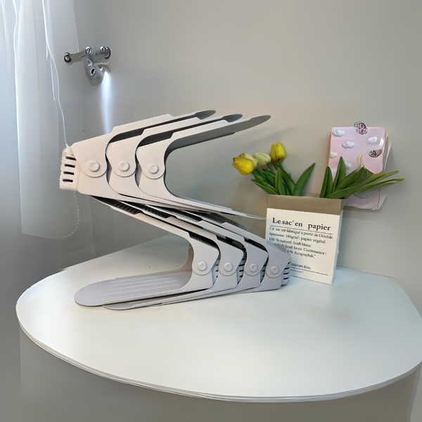 7 Pcs Double Layer Integrated Adjustable Plastic Shoe Rack Shoe Racks