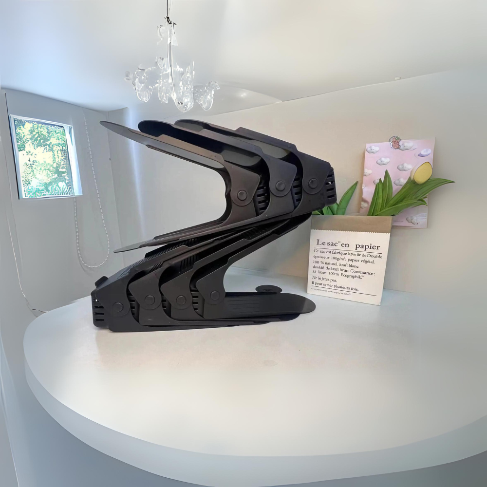 7 Pcs Double Layer Integrated Adjustable Plastic Shoe Rack Shoe Racks