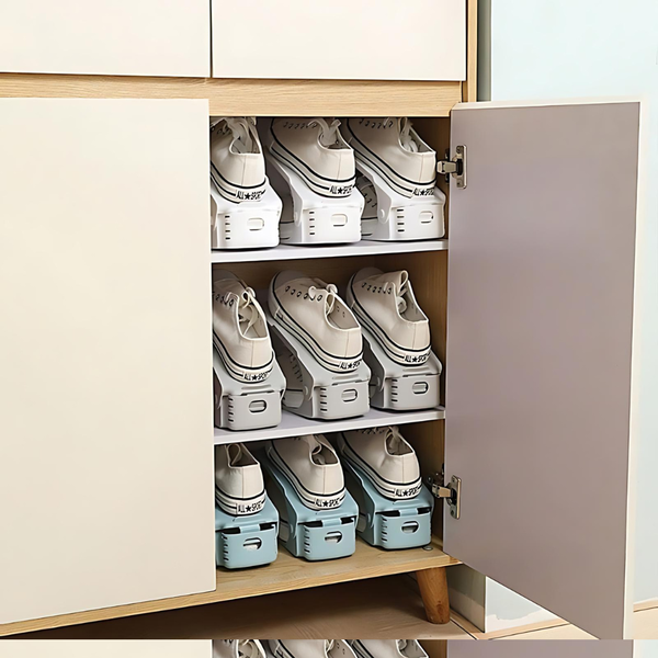 7 Pcs Double Layer Integrated Adjustable Plastic Shoe Rack Shoe Racks