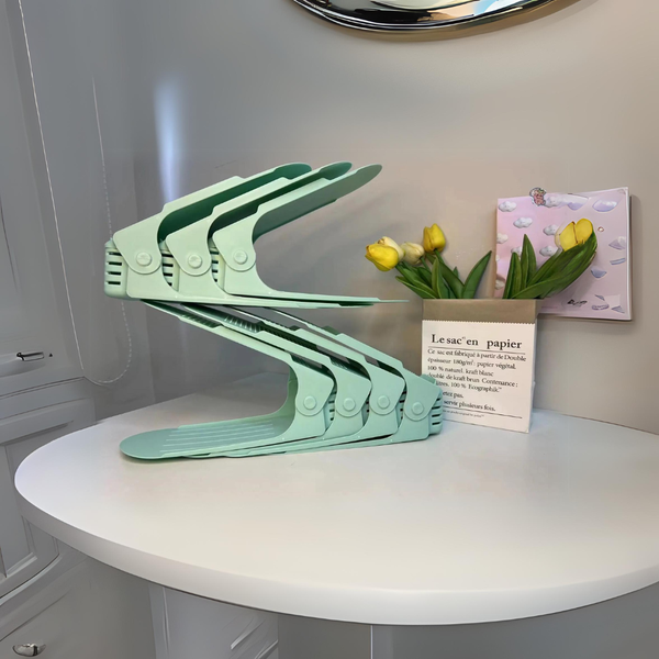 7 Pcs Double Layer Integrated Adjustable Plastic Shoe Rack Shoe Racks