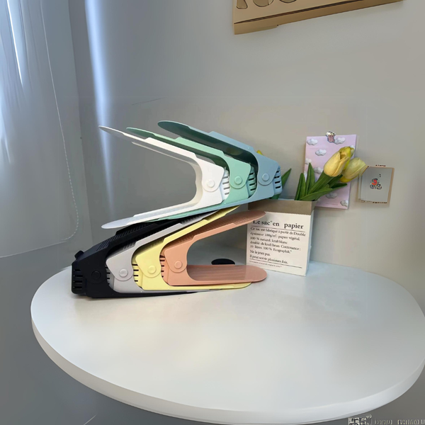 7 Pcs Double Layer Integrated Adjustable Plastic Shoe Rack Shoe Racks