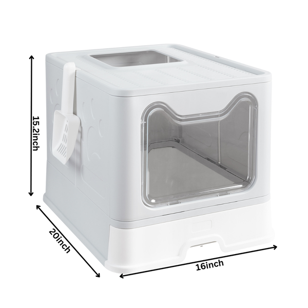 Large Space Foldable Box With Front Entry & Top Exit Tray Cat Litter