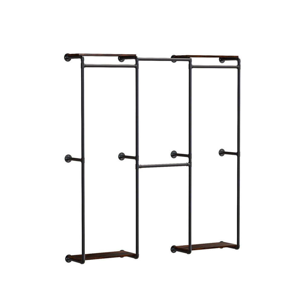 Wall Mounted Industrial Pipe Clothes Rack With Shelves Garment Racks