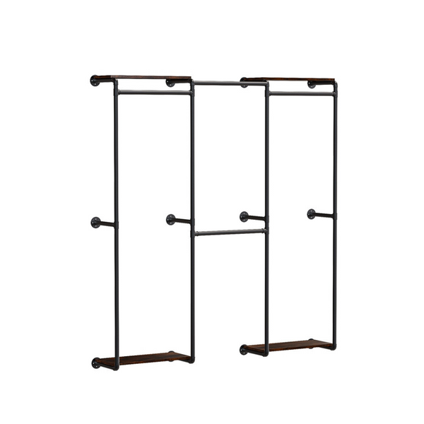 Wall Mounted Industrial Pipe Clothes Rack With Shelves Garment Racks