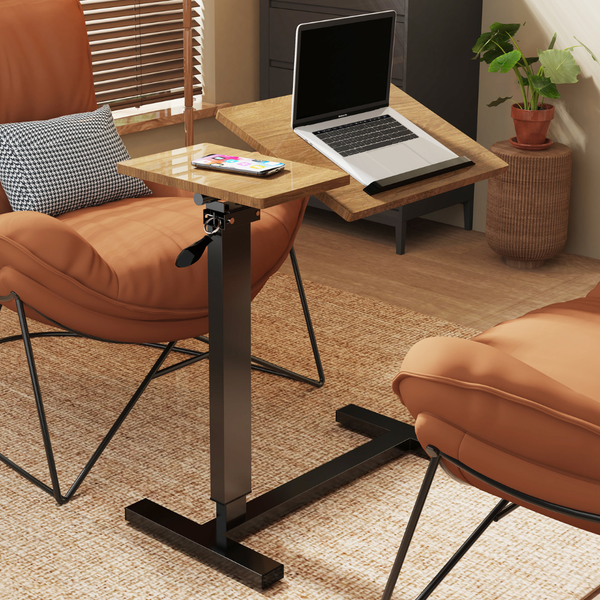 Split Top Tilting Adjustable Overbed Table With Wheels Laptop Desks
