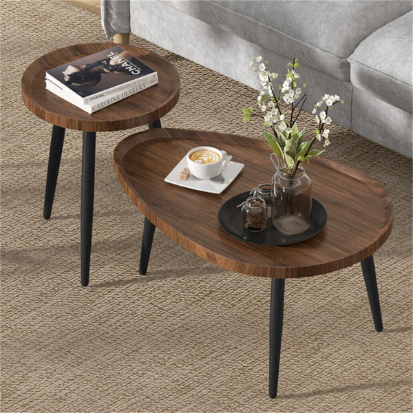 Modern Irregular Drop Shaped Coffee Table Set Coffee Tables