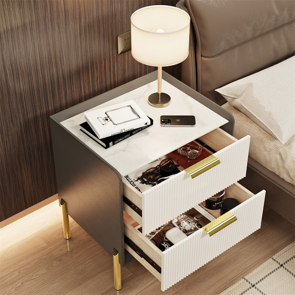 Modern White Nightstand With Storage Drawers Bedside Tables