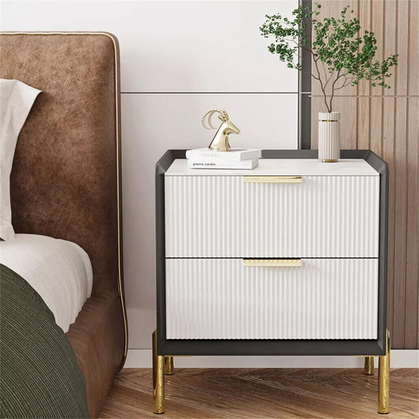 Modern White Nightstand With Storage Drawers Bedside Tables