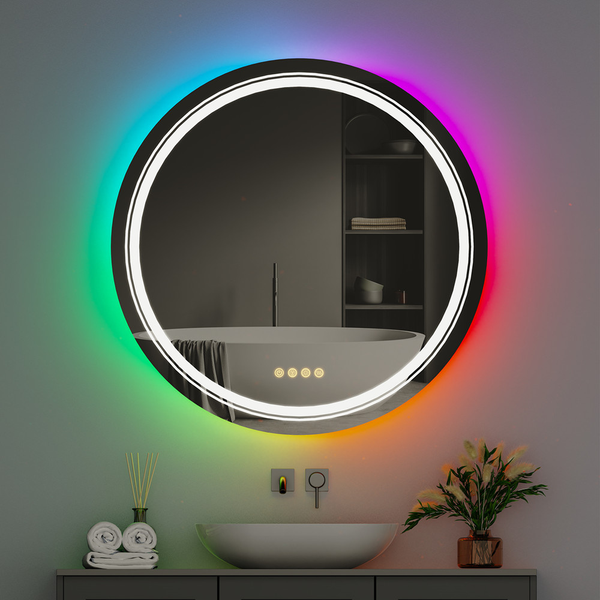 Round Bathroom Mirror With Led Rgb Light Mirrors