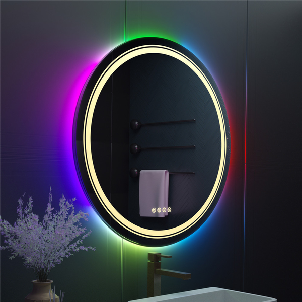 Round Bathroom Mirror With Led Rgb Light Mirrors
