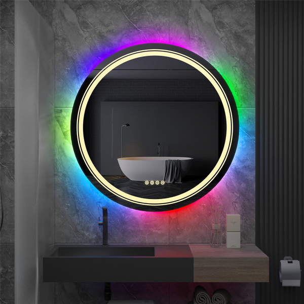 Round Bathroom Mirror With Led Rgb Light Mirrors