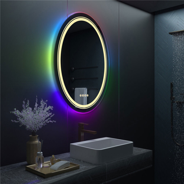 Round Bathroom Mirror With Led Rgb Light Mirrors